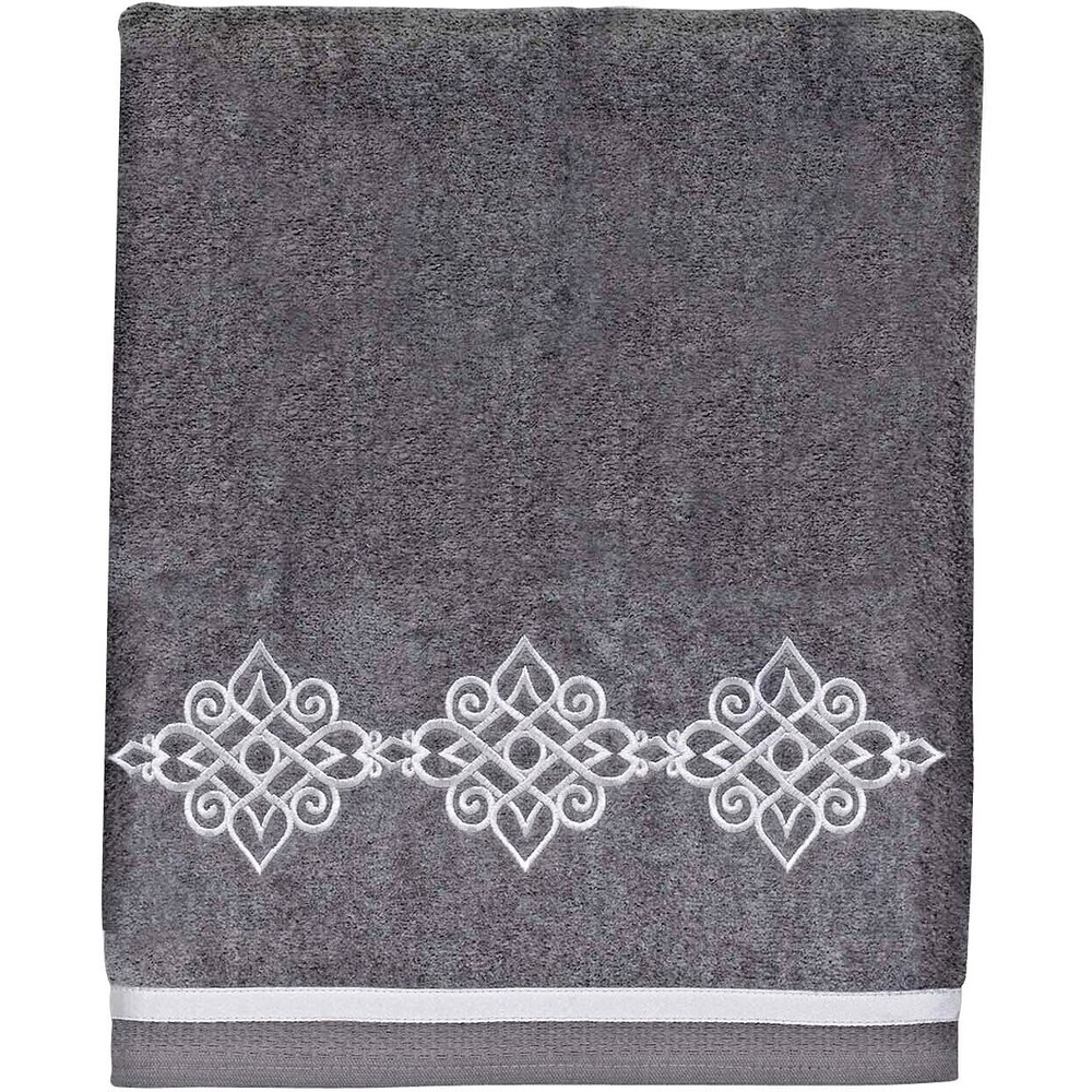 Avanti Riverview Bath Towels Nickle Gray Embroidered Bathroom 27x50 Set of 2